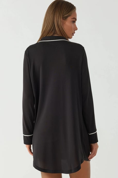 Extra Soft Touch Relaxed Fit Mini Lounge Dress with Shirt Collar - Image 4