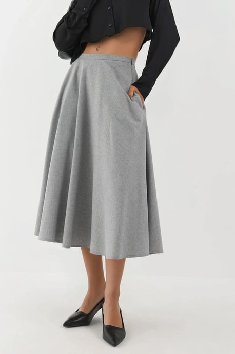 Hoge taille midi A-lijn rok met ritssluiting - Image 1