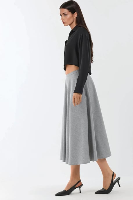 Hoge taille midi A-lijn rok met ritssluiting - Image 2