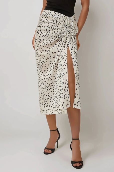 Geprinte Bodycon Satijnen Midi Rok met Split - Image 1