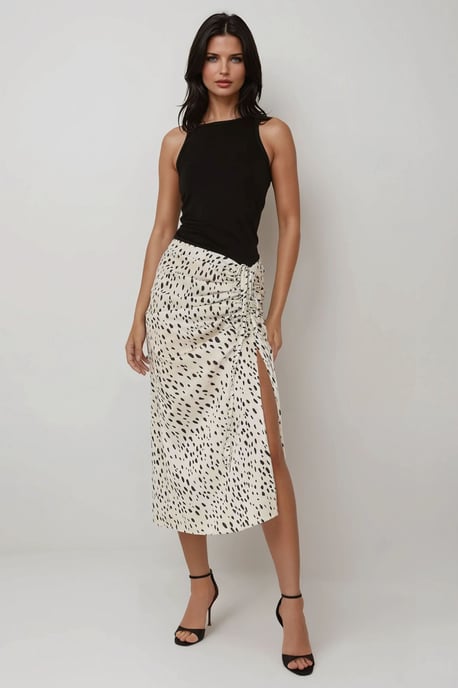 Geprinte Bodycon Satijnen Midi Rok met Split - Image 2