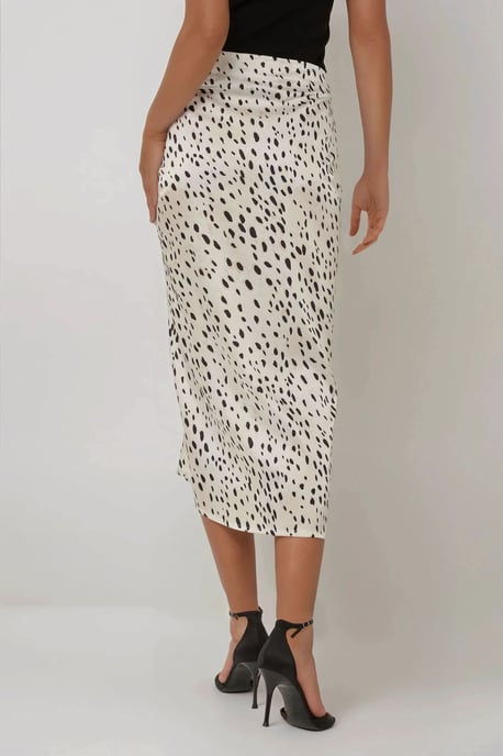 Geprinte Bodycon Satijnen Midi Rok met Split - Image 4