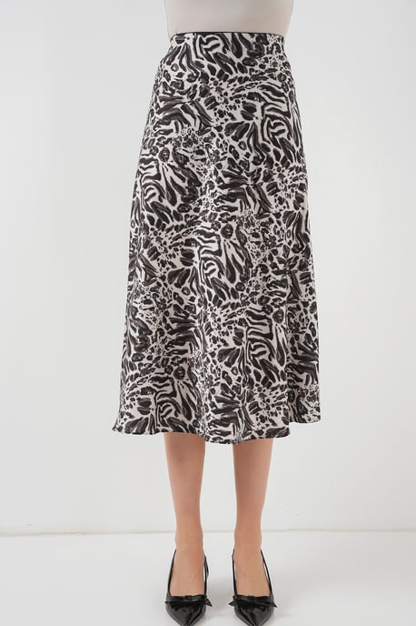 Satijnen A-Lijn Midi Rok met Elastische Taille - Image 1