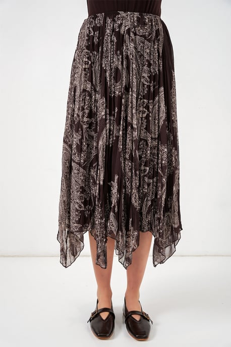Hoge Taille A-Lijn Midi Rok in Paisleyprint - Image 2