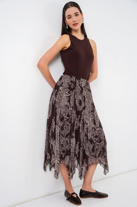 Hoge Taille A-Lijn Midi Rok in Paisleyprint - Image 3