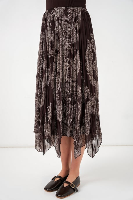 Hoge Taille A-Lijn Midi Rok in Paisleyprint - Image 5