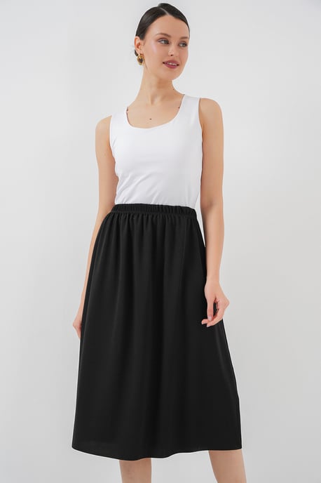 Midi Gebreide Elastische Taille Rok - Image 1