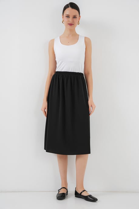 Midi Gebreide Elastische Taille Rok - Image 2