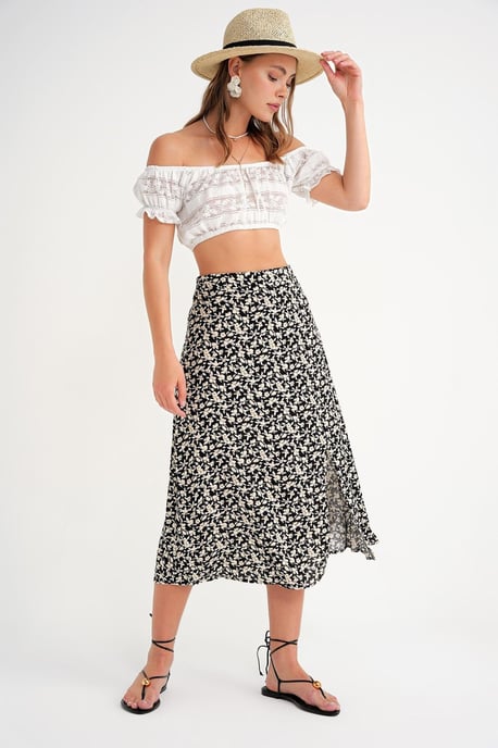 High-Waisted Floral Midi Skirt - Image 2
