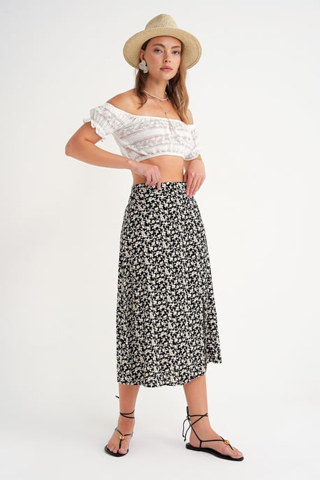 High-Waisted Floral Midi Skirt - Image 3