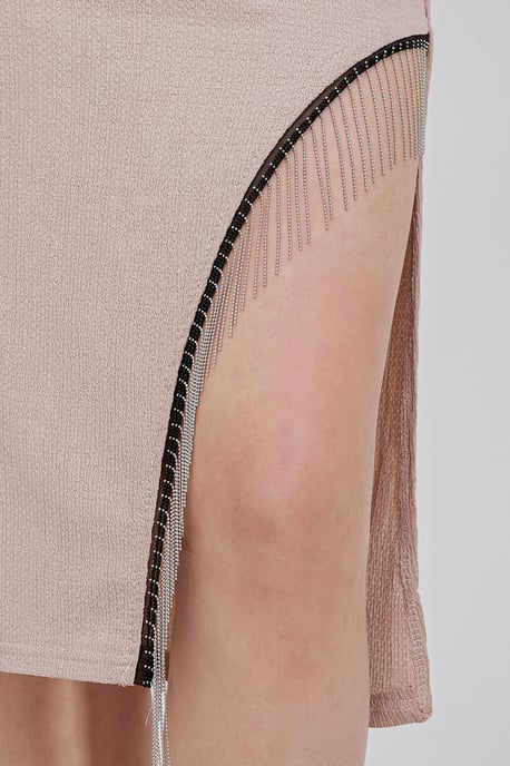 Gestructureerde Midi Rok met Kettingdetail - Image 3