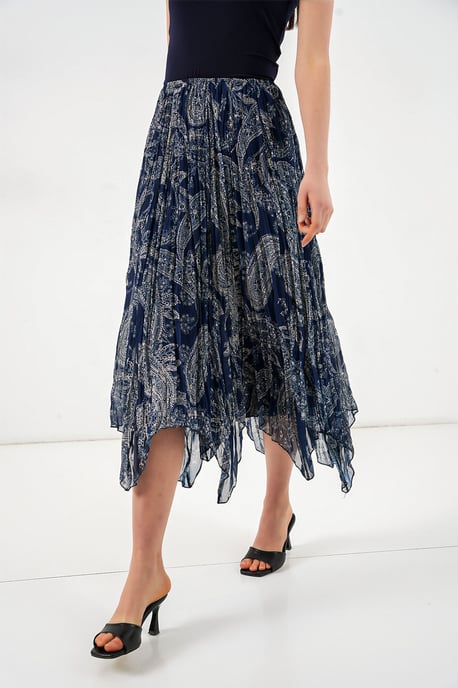 High Waist A-Line Midi Skirt in Paisley Print - Image 2