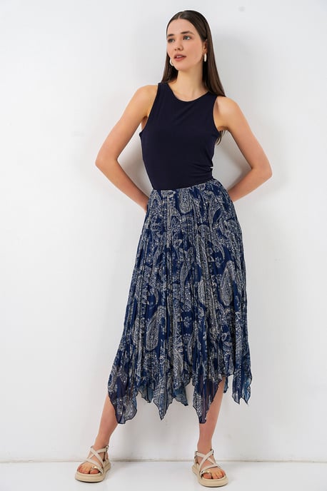 High Waist A-Line Midi Skirt in Paisley Print - Image 3
