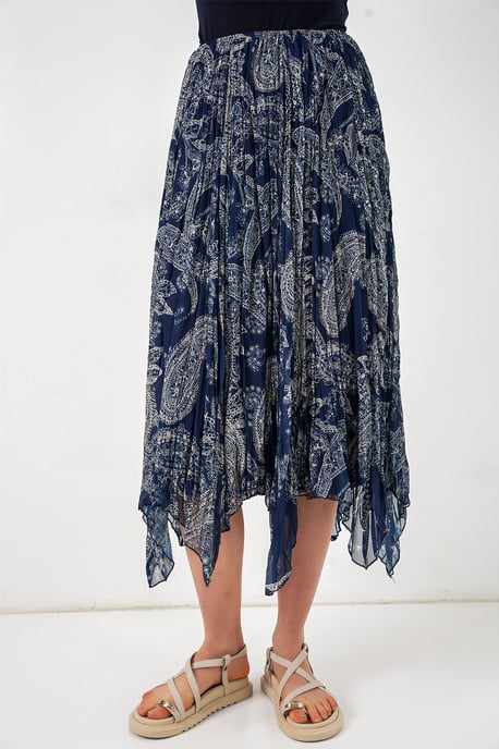 High Waist A-Line Midi Skirt in Paisley Print - Image 4