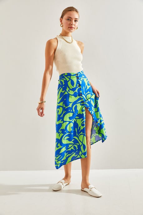Midi-rok met bloemenpatroon en knoopsluiting - Image 2