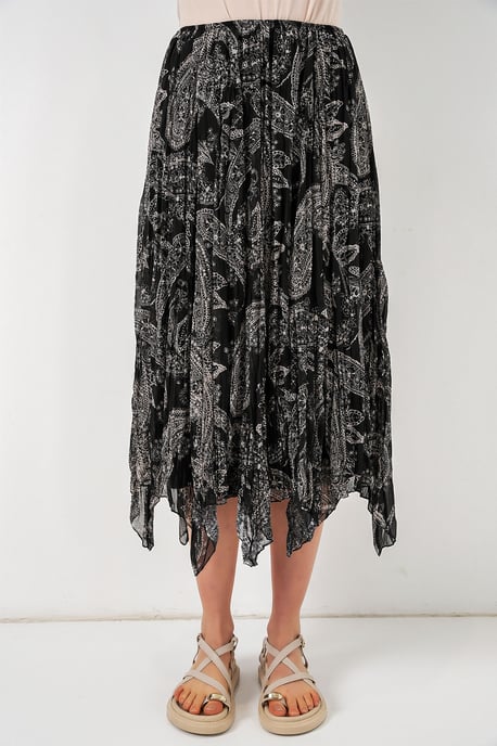 High Waist A-Line Midi Skirt in Paisley Print - Image 2