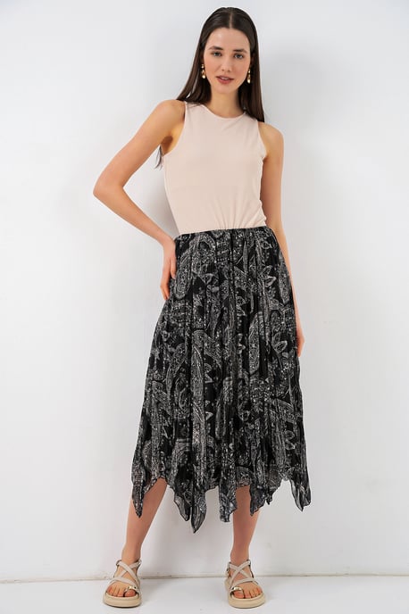 High Waist A-Line Midi Skirt in Paisley Print - Image 3