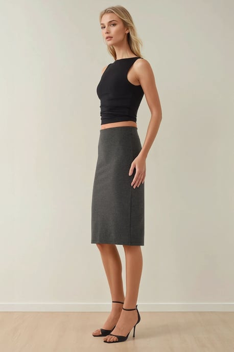 High Waist Bodycon Midi Skirt - Image 2