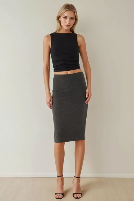 High Waist Bodycon Midi Skirt - Image 3