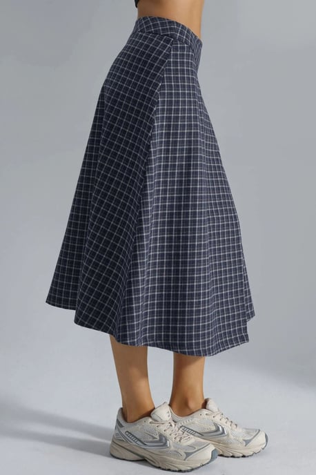Hoge Taille Geruite Midi Rok - Image 5