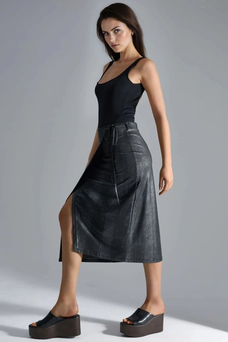 Nepleren Midi Rok met Strikdetail - Image 2