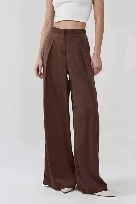 Hög midja vida satinpantaloaner - Image 1