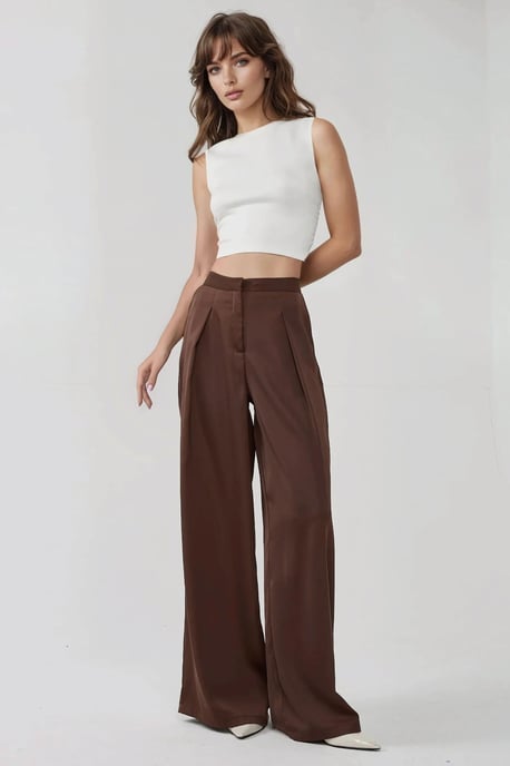 Hög midja vida satinpantaloaner - Image 2