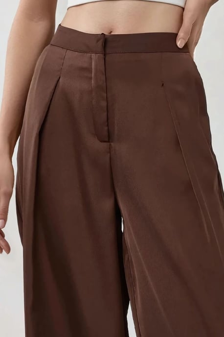 Hög midja vida satinpantaloaner - Image 3