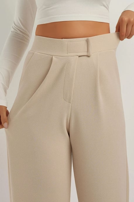 High Waist Elastic Crepe Palazzo Pants - Image 3