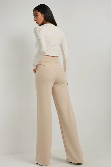 High Waist Elastic Crepe Palazzo Pants - Image 5