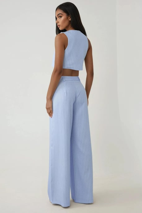 Pika Collectie Hoge Taille Gestreepte Wijde Broek - Image 3