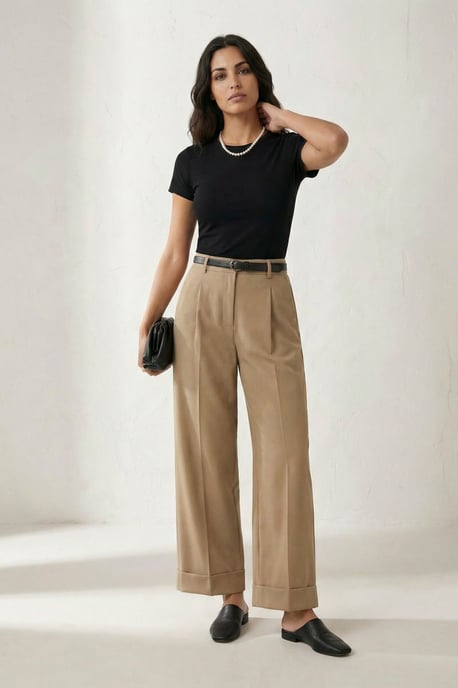 Geveste Turn-up Leg Plisse Broek - Image 2