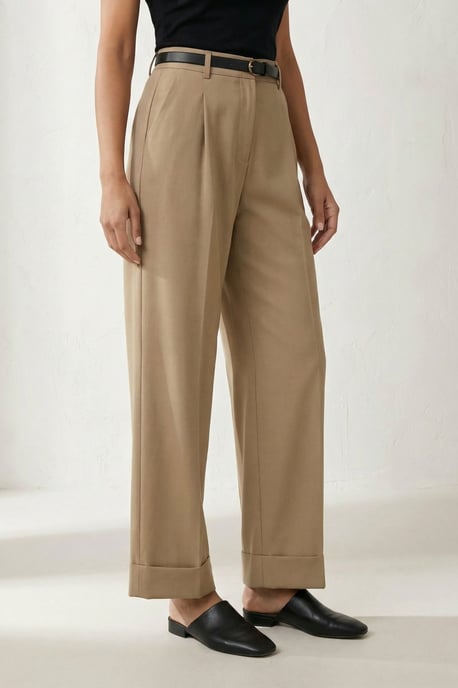 Geveste Turn-up Leg Plisse Broek - Image 4