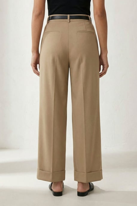 Geveste Turn-up Leg Plisse Broek - Image 5
