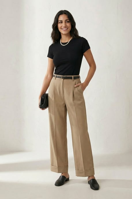 Geveste Turn-up Leg Plisse Broek - Image 6