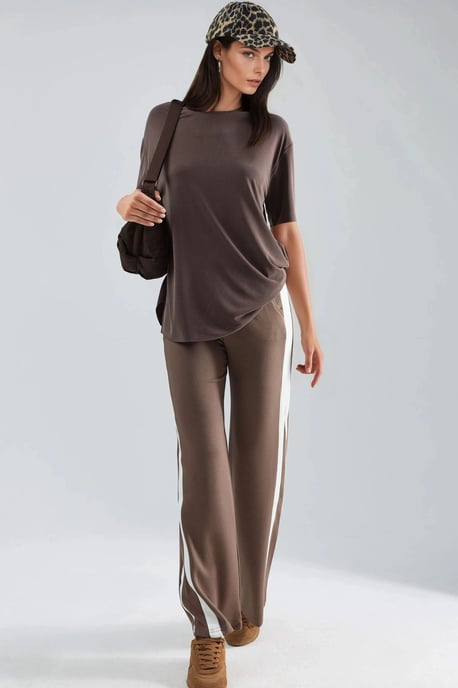 Modal Touch Contrast Detail Pants - Image 4