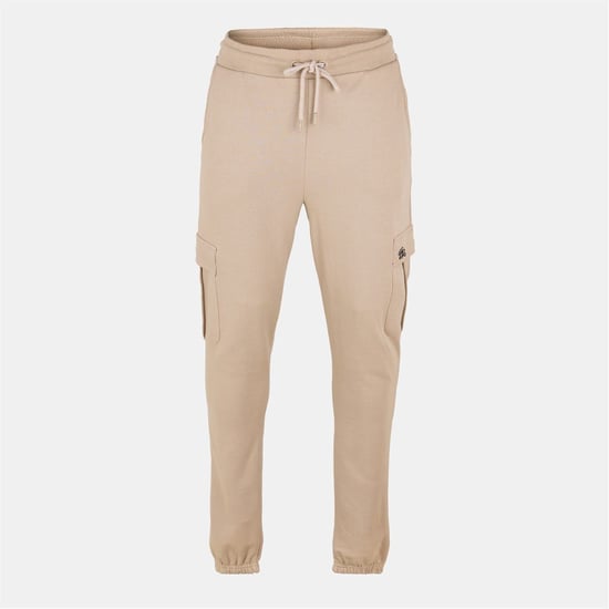 Men's Born Rich Waygo Solid Patterned Slim Joggers in Cream - Image 1