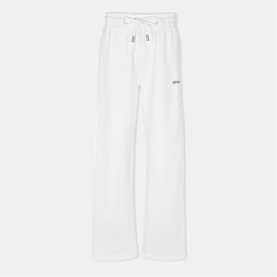 Men's Off White Arrow Solid Patterned Straight Sweatpants in White-Black - Image 1