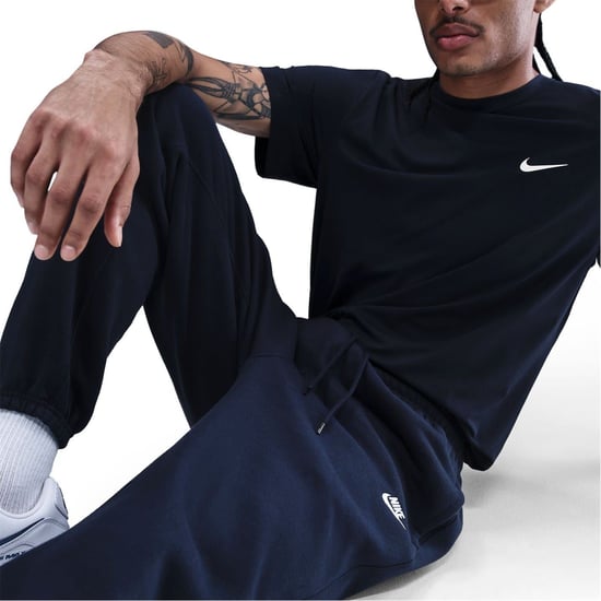 Men's Nike Club Slim Solid Patterned Joggers in Obsidian/White - Image 5