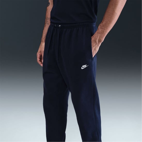Men's Nike Club Slim Solid Patterned Joggers in Obsidian/White - Image 6
