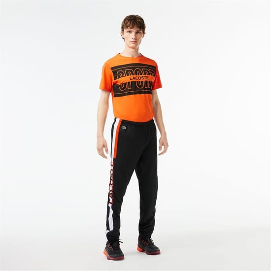 Men's Lacoste Solid Patterned Slim Joggers in Black/White - Image 1