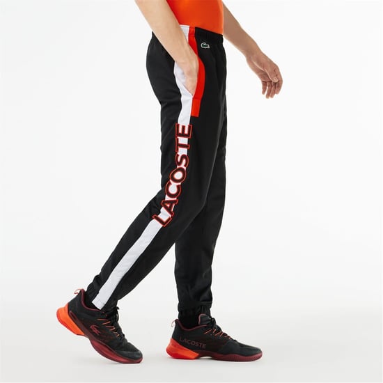 Men's Lacoste Solid Patterned Slim Joggers in Black/White - Image 2
