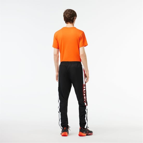 Men's Lacoste Solid Patterned Slim Joggers in Black/White - Image 3