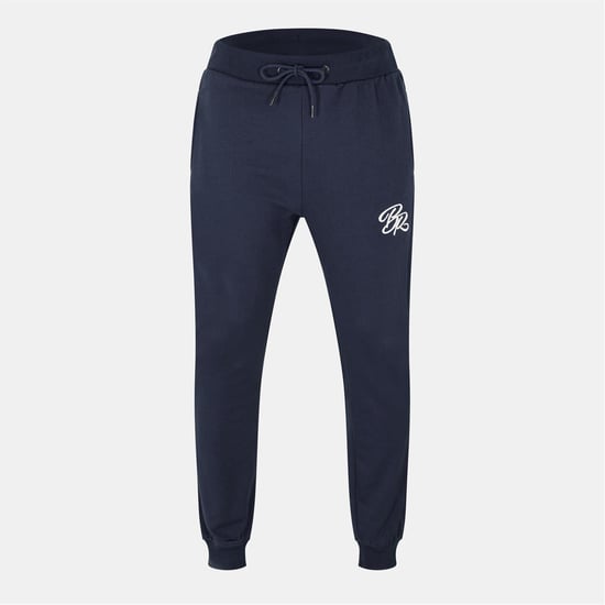 Men's Born Rich Fontine Solid Patterned Slim Joggers in Navy - Image 1