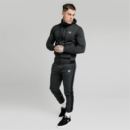 Men's SikSilk Plaid Slim Cut Regular Fit Joggers in Grey - Image 2