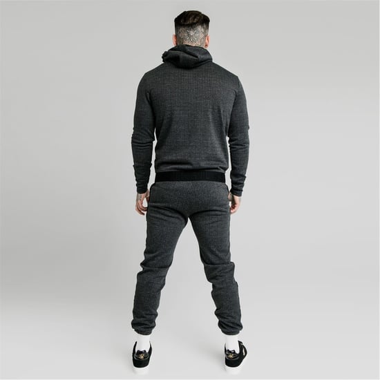 Men's SikSilk Plaid Slim Cut Regular Fit Joggers in Grey - Image 5