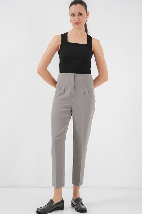 Höga midja slim fit ankellånga crepebyxor - Image 3