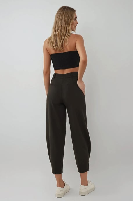 Hoge Taille Tapered Broeken met Tailleknopdetail - Image 4