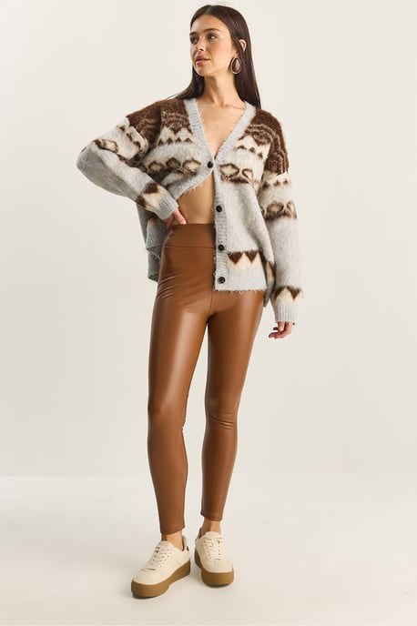 Elastic Waist Faux Leather Skinny Pants - Image 1