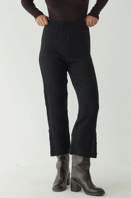 Premium High Waist Textured Straight Leg Pants - Image 1
